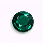 Glass Flat Back Rose Cut Fancy Foiled Stone - Round 18MM EMERALD