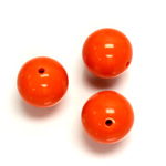 Plastic Bead - Opaque Color Smooth Round 16MM BRIGHT TANGERINE