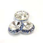 Czech Rhinestone Rondelle Shrag Rivoli Back Setting - Round 15MM outside with 10.5mm (ss47) Recess LT SAPPHIRE-SILVER