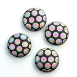 Glass Low Dome Buff Top Cabochon - Peacock Round 15MM MATTE JET