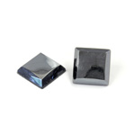 German Glass Low Dome Buff Top Cabochon - Square 12x12MM HEMATITE