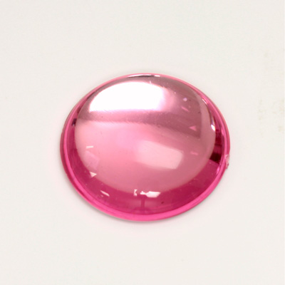 Plastic Flat Back Foiled Cabochon - Round 25MM ROSE