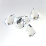 Plastic Flat Back Foiled Cabochon - Pear 13x9MM CRYSTAL