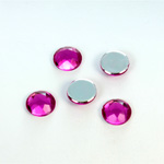 Plastic Flat Back Foiled Rose Cut Rhinestone - Round 09MM FUCHSIA