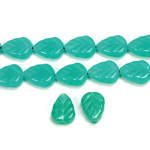 Czech Pressed Glass Engraved Bead - Leaf 10x8MM OPAL JADE