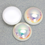 Glass Medium Dome Cabochon - Round 18MM CHALKWHITE AB