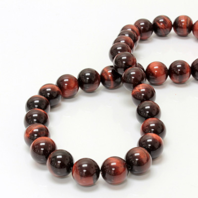 Gemstone Bead - Smooth Round 12MM TIGEREYE RED