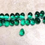 Czech Pressed Glass Pendant - Smooth Drop 9x6MM EMERALD