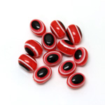 Plastic Eye Bead - Oval 12x9MM RED