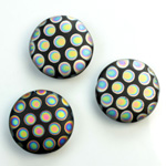 Pressed Glass Peacock Bead - Round 18MM MATTE JET