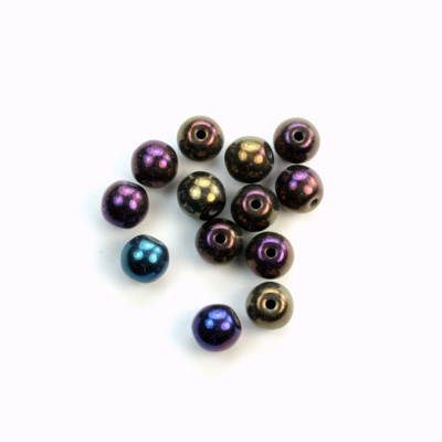 Czech Pressed Glass Bead - Smooth Round 06MM IRIS PURPLE