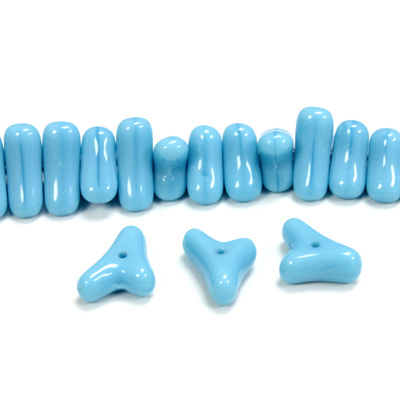 Czech Pressed Glass Bead -Tri-Y 11x9MM LT BLUE TURQOISE