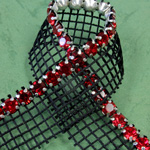 Rhinestone Banding with MC Chaton 1 Row with Net One Edge - Round 19SS LT SIAM RUBY-BLACK-SILVER