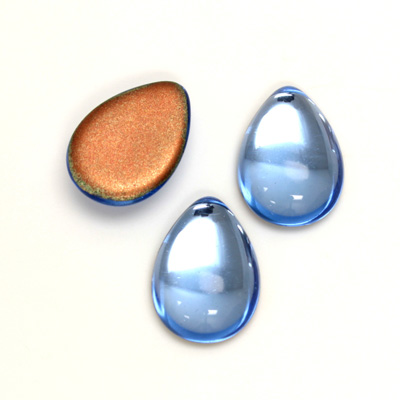 Glass Medium Dome Foiled Cabochon - Pear 18x13MM LT SAPPHIRE