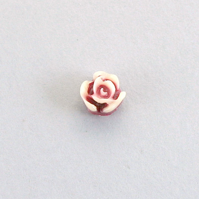 Plastic Carved No-Hole Flower - Rose Round 09MM RED