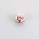 Plastic Carved No-Hole Flower - Rose Round 09MM RED