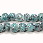 Glass Lampwork Bead - Smooth Round 10MM BLUE MATRIX