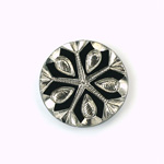 Glass Flat Back Engraved Intaglio - Round 22.5MM SILVER on JET