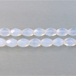 Czech Glass Fire Polish Bead - Oval 07x5MM WHITE OPAL