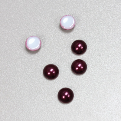 Glass Medium Dome Cabochon Pearl Spray Finish - Round 07MM AMETHYST