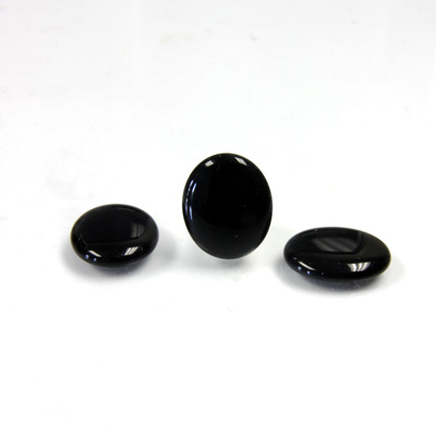 Glass Low Dome Buff Top Cabochon - Oval 12x10MM JET