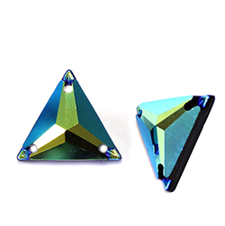 Asfour Crystal Flat Back Sew-On Stone - Triangle 18MM JET AB Coated