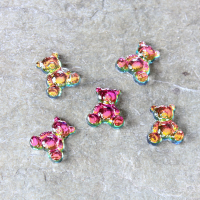 Glass Flat Back Teddy Bear 08x8MM VITRAIL MEDIUM