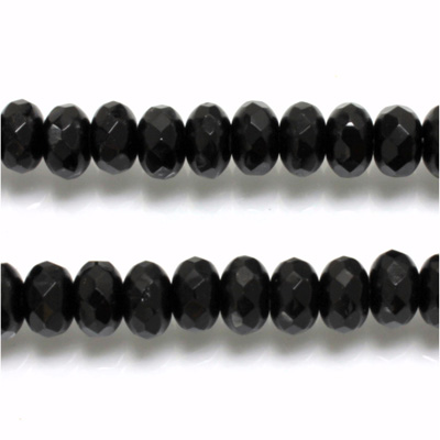 Czech Glass Fire Polish Bead - Rondelle Donut 08x5MM JET