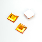 Plastic Flat Back Foiled Rose Cut Rhinestone - Square 10x10MM TOPAZ