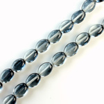 Czech Pressed Glass Bead - Flat Oval 08x6MM GREY-CRYSTAL 64815