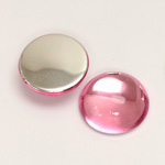 Plastic Flat Back Foiled Cabochon - Round 18MM ROSE