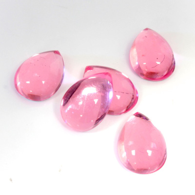 Plastic Flat Back Foiled Cabochon - Pear 14x10MM ROSE