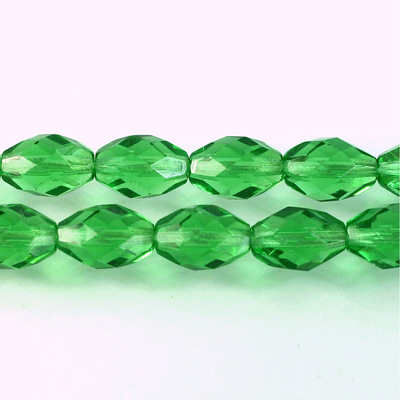 Czech Glass Fire Polish Bead - Oval 11x8MM EMERALD