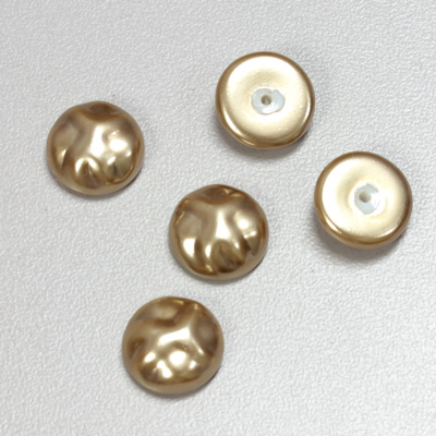Glass Cabochon Baroque Top Pearl Dipped - Round 12MM LT BROWN
