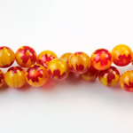 Glass Millefiori Bead - Round 08MM YELLOW RED (33)