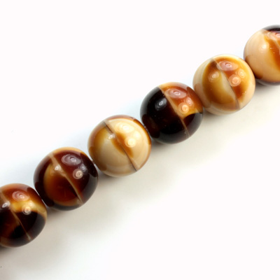 Czech Pressed Glass Bead - Smooth Round 12MM BROWNHORN