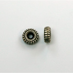 Metalized Plastic Bead - Ribbed Round Spacer 08MM ANT SILVER