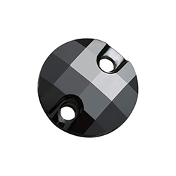 Preciosa Crystal Flat Back 2-Hole Sew-On Stone - Round Chessboard 14MM JET