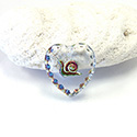 German Glass Engraved Buff Top Intaglio Pendant - SNAIL Heart Shape 15x14MM CRYSTAL HELIO RED