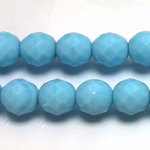 Czech Glass Fire Polish Bead - Round 12MM LT BLUE TURQUOISE