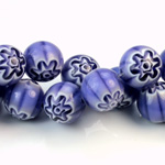 Glass Millefiori Bead - Round 12MM AMETHYST WHITE (34)