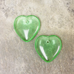 Czech Pressed Glass Pendant - Smooth Puff Heart 15MM PERIDOT