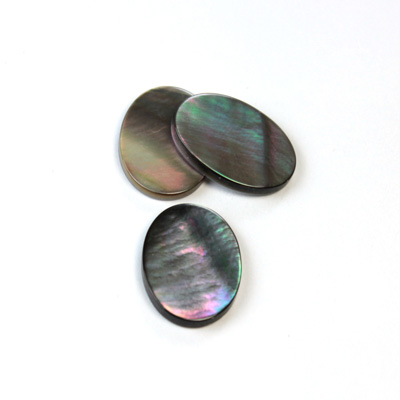 Shell Flat Back Flat Top Straight Side Stone - Oval 18x13MM BLACK TAHITI