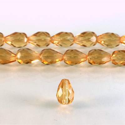 Czech Glass Fire Polish Bead - Pear 10x7MM GOLDFISH