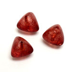 Plastic Bead - Bronze Lined Veggie Color Smooth Pyramid 15MM MATTE RED