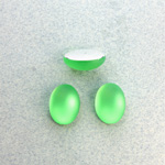 Plastic Flat Back Foiled Cabochon - Oval 14x10MM MATTE PERIDOT