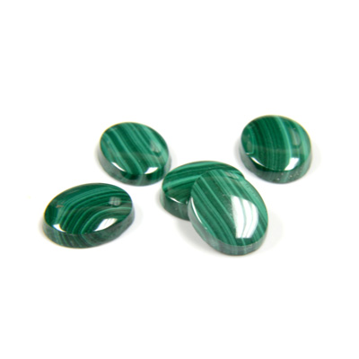 Gemstone Flat Back Single Bevel Buff Top Stone - Oval 10x8MM MALACHITE