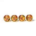 Czech Glass Lampwork Bead - Smooth Round 08MM Flower ON TOPAZ