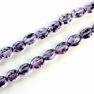 Czech Pressed Glass Bead - Flat Oval 08x6MM SPECKLE AMETHYST 64229