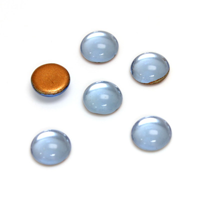 Glass Medium Dome Foiled Cabochon - Round 09MM LT SAPPHIRE